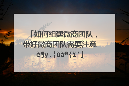 如何组建微商团队,带好微商团队需要注意这些点?